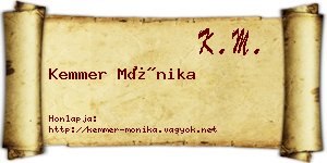 Kemmer Mónika névjegykártya